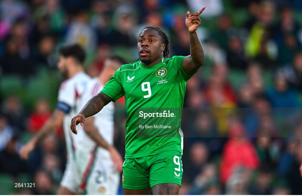 4 June 2024; Michael Obafemi of Republic of Ireland during the international friendly match between Republic of Ireland and Hungary at Aviva Stadium in Dublin. Photo by Ben McShane/Sportsfile