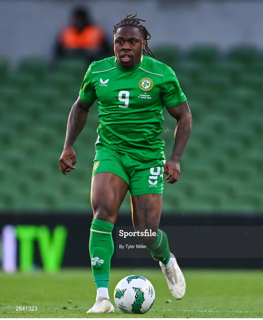 4 June 2024; Michael Obafemi of Republic of Ireland during the international friendly match between Republic of Ireland and Hungary at Aviva Stadium in Dublin. Photo by Tyler Miller/Sportsfile