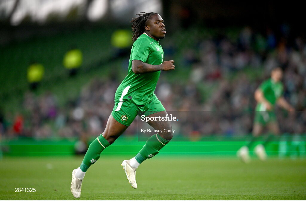 4 June 2024; Michael Obafemi of Republic of Ireland during the international friendly match between Republic of Ireland and Hungary at Aviva Stadium in Dublin. Photo by Ramsey Cardy/Sportsfile