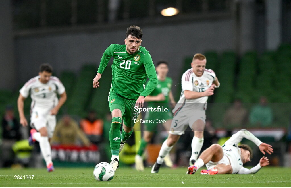 4 June 2024; Troy Parrott of Republic of Ireland during the international friendly match between Republic of Ireland and Hungary at Aviva Stadium in Dublin. Photo by Ramsey Cardy/Sportsfile