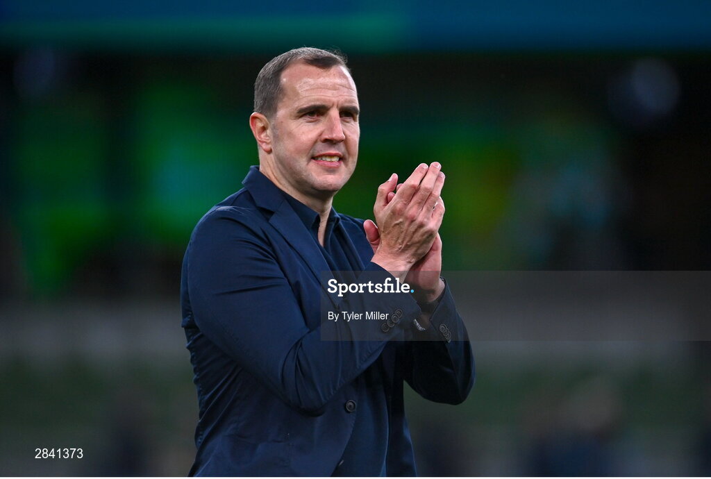 4 June 2024; Republic of Ireland interim head coach John O'Shea after his side's victory in the international friendly match between Republic of Ireland and Hungary at Aviva Stadium in Dublin. Photo by Tyler Miller/Sportsfile