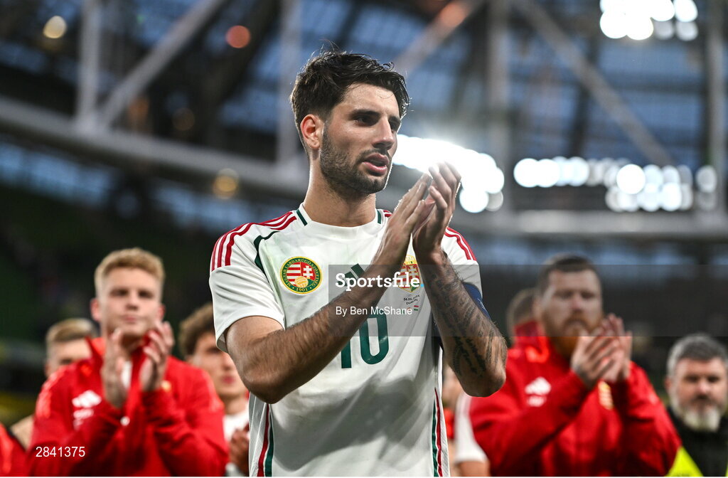 4 June 2024; Dominik Szoboszlai of Hungary after his side's defeat in the international friendly match between Republic of Ireland and Hungary at Aviva Stadium in Dublin. Photo by Ben McShane/Sportsfile