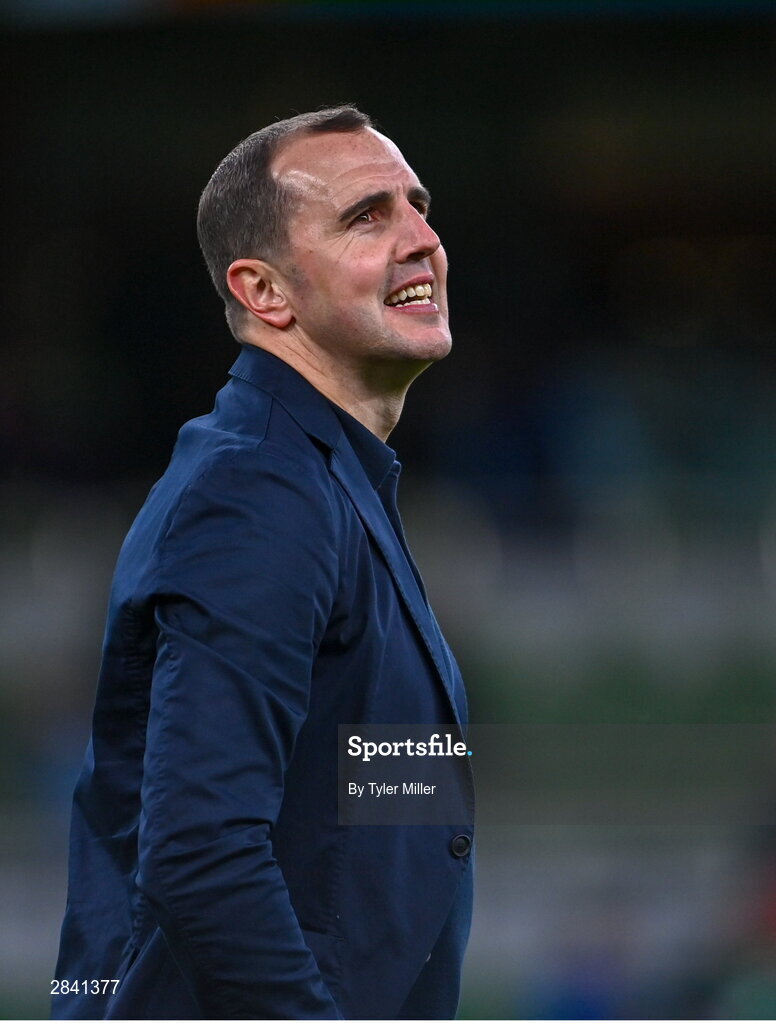 4 June 2024; Republic of Ireland interim head coach John O'Shea after his side's victory in the international friendly match between Republic of Ireland and Hungary at Aviva Stadium in Dublin. Photo by Tyler Miller/Sportsfile