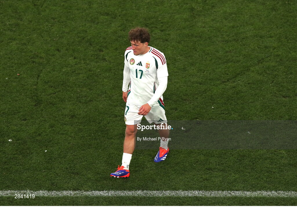 4 June 2024; Callum Styles of Hungary after the international friendly match between Republic of Ireland and Hungary at Aviva Stadium in Dublin. Photo by Michael P Ryan/Sportsfile