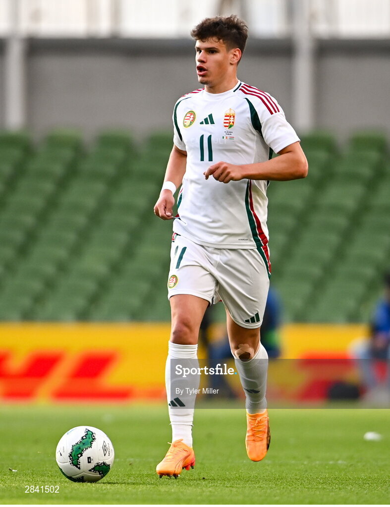 4 June 2024; Milos Kerkez of Hungary during the international friendly match between Republic of Ireland and Hungary at Aviva Stadium in Dublin. Photo by Tyler Miller/Sportsfile