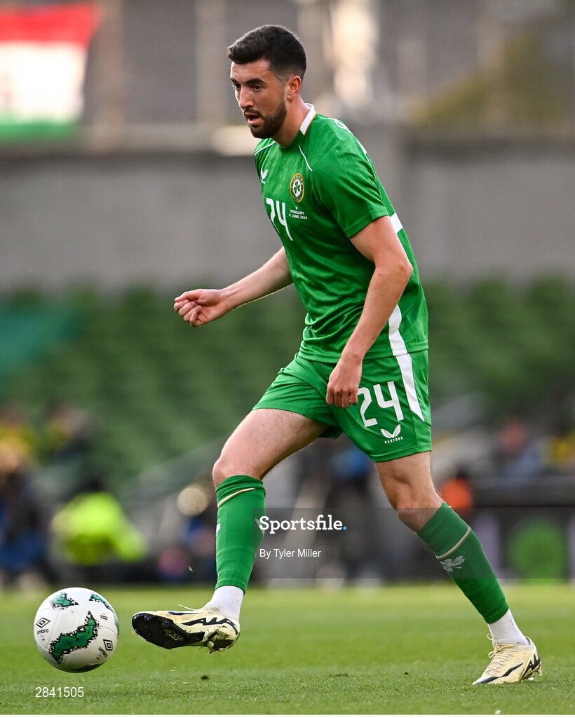 4 June 2024; Finn Azaz of Republic of Ireland during the international friendly match between Republic of Ireland and Hungary at Aviva Stadium in Dublin. Photo by Tyler Miller/Sportsfile