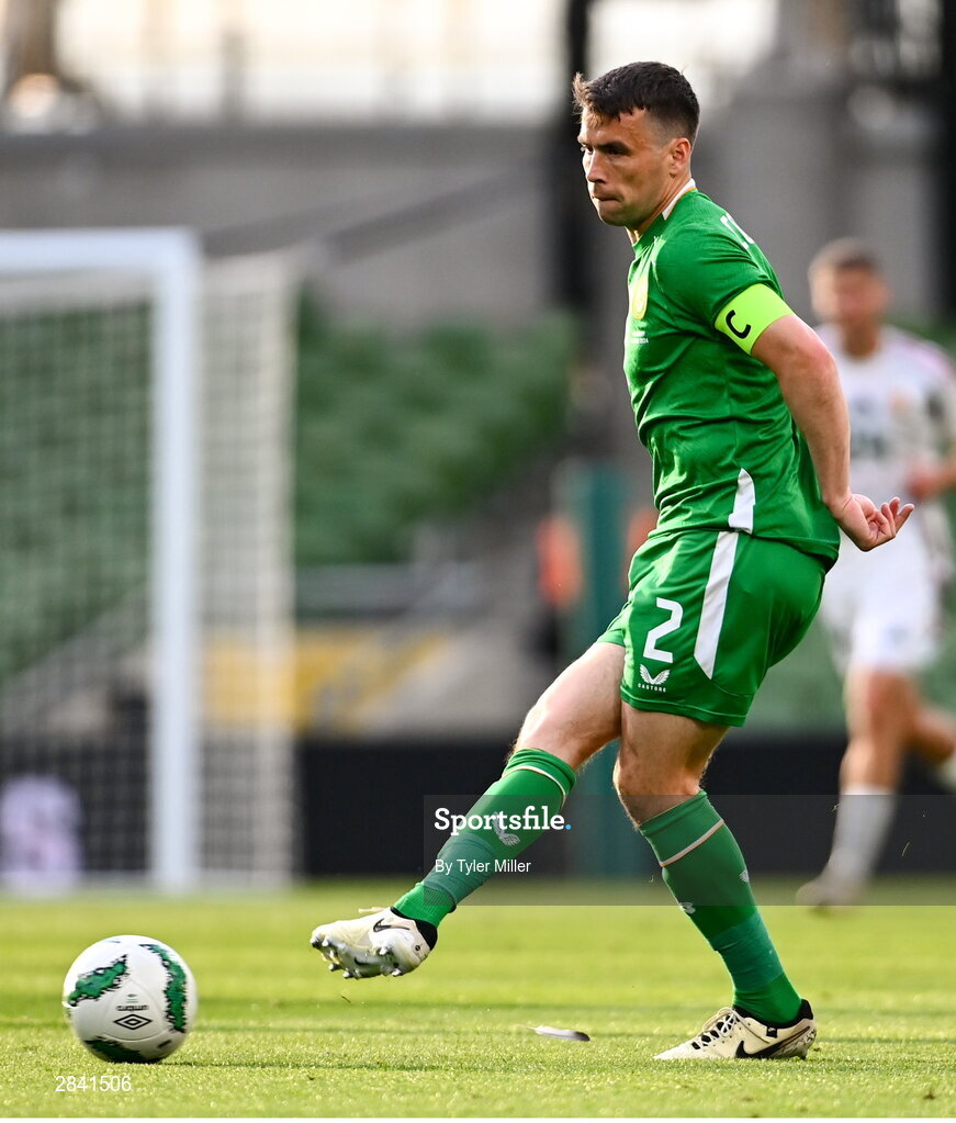 4 June 2024; Seamus Coleman of Republic of Ireland during the international friendly match between Republic of Ireland and Hungary at Aviva Stadium in Dublin. Photo by Tyler Miller/Sportsfile