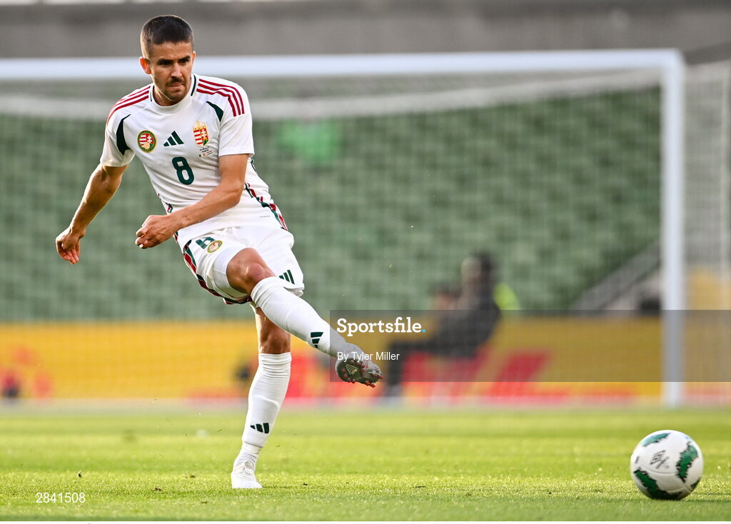 4 June 2024; Ádám Nagy of Hungary during the international friendly match between Republic of Ireland and Hungary at Aviva Stadium in Dublin. Photo by Tyler Miller/Sportsfile