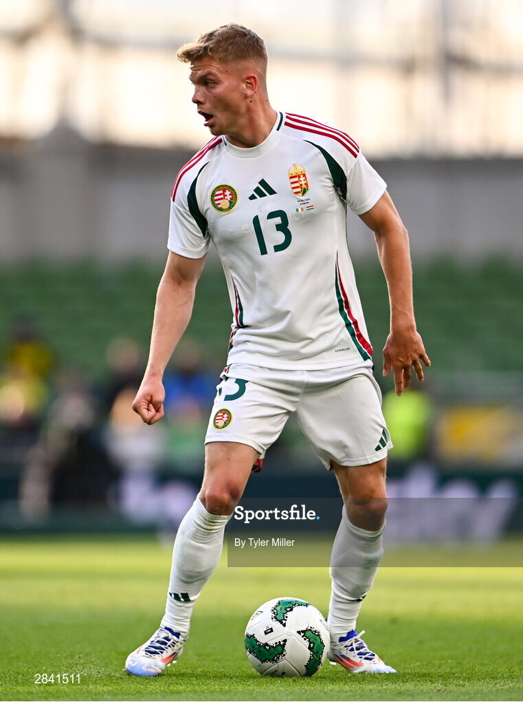4 June 2024; András Schäfer of Hungary during the international friendly match between Republic of Ireland and Hungary at Aviva Stadium in Dublin. Photo by Tyler Miller/Sportsfile
