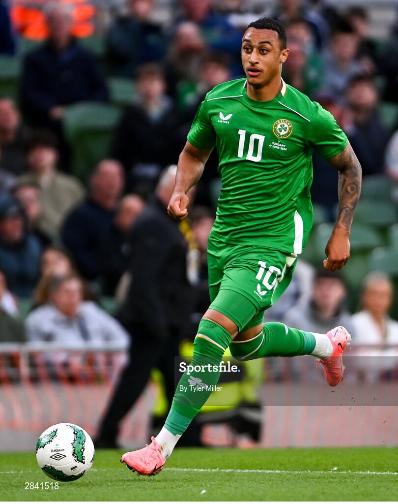 4 June 2024; Adam Idah of Republic of Ireland during the international friendly match between Republic of Ireland and Hungary at Aviva Stadium in Dublin. Photo by Tyler Miller/Sportsfile