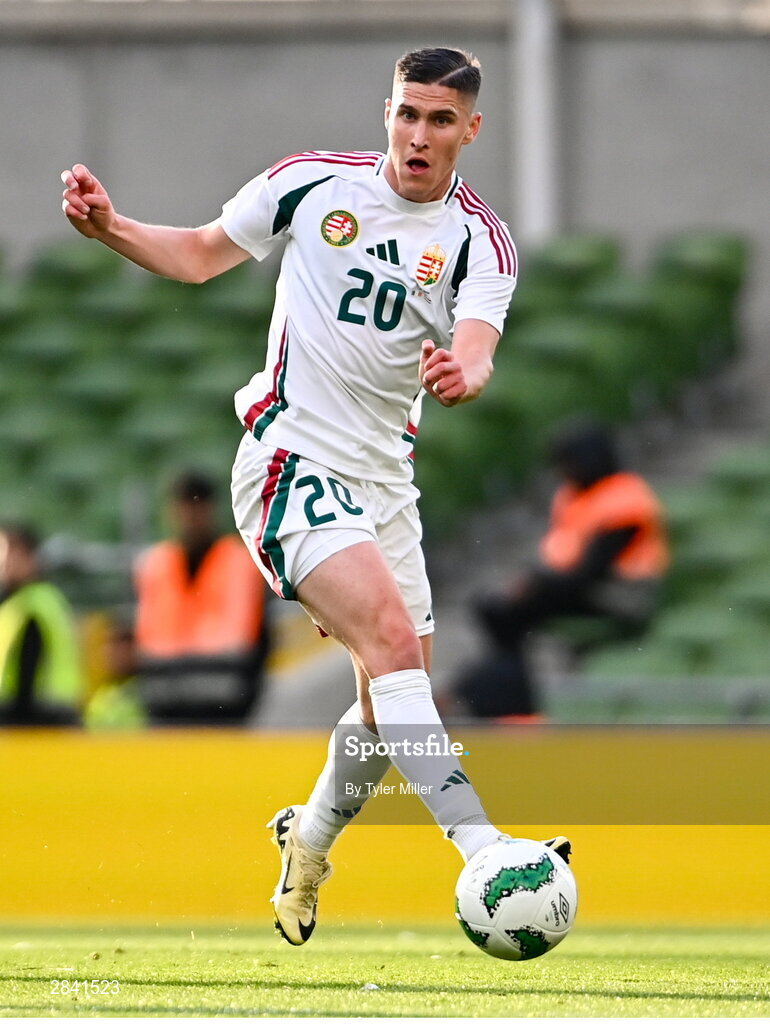 4 June 2024; Roland Sallai of Hungary during the international friendly match between Republic of Ireland and Hungary at Aviva Stadium in Dublin. Photo by Tyler Miller/Sportsfile