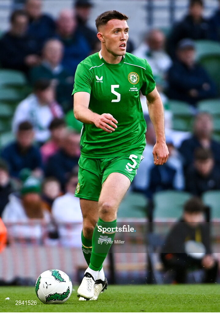 4 June 2024; Dara O'Shea of Republic of Ireland during the international friendly match between Republic of Ireland and Hungary at Aviva Stadium in Dublin. Photo by Tyler Miller/Sportsfile