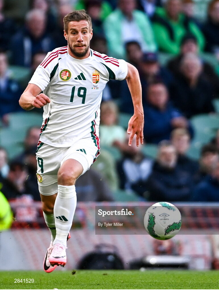 4 June 2024; Barnabás Varga of Hungary during the international friendly match between Republic of Ireland and Hungary at Aviva Stadium in Dublin. Photo by Tyler Miller/Sportsfile
