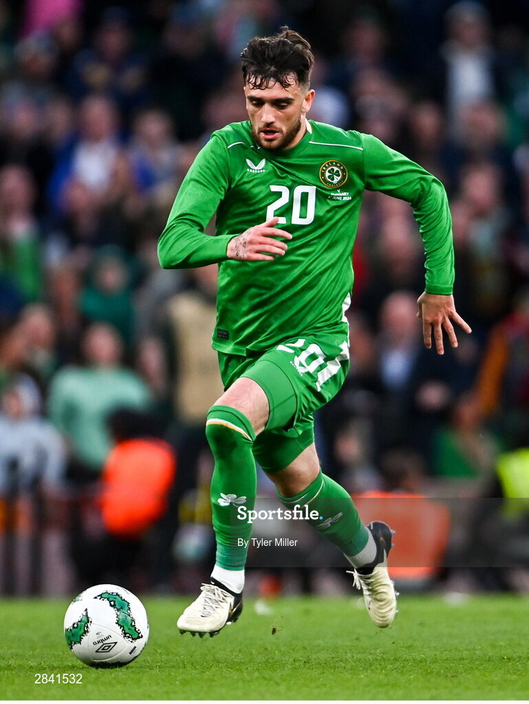 4 June 2024; Troy Parrott of Republic of Ireland during the international friendly match between Republic of Ireland and Hungary at Aviva Stadium in Dublin. Photo by Tyler Miller/Sportsfile