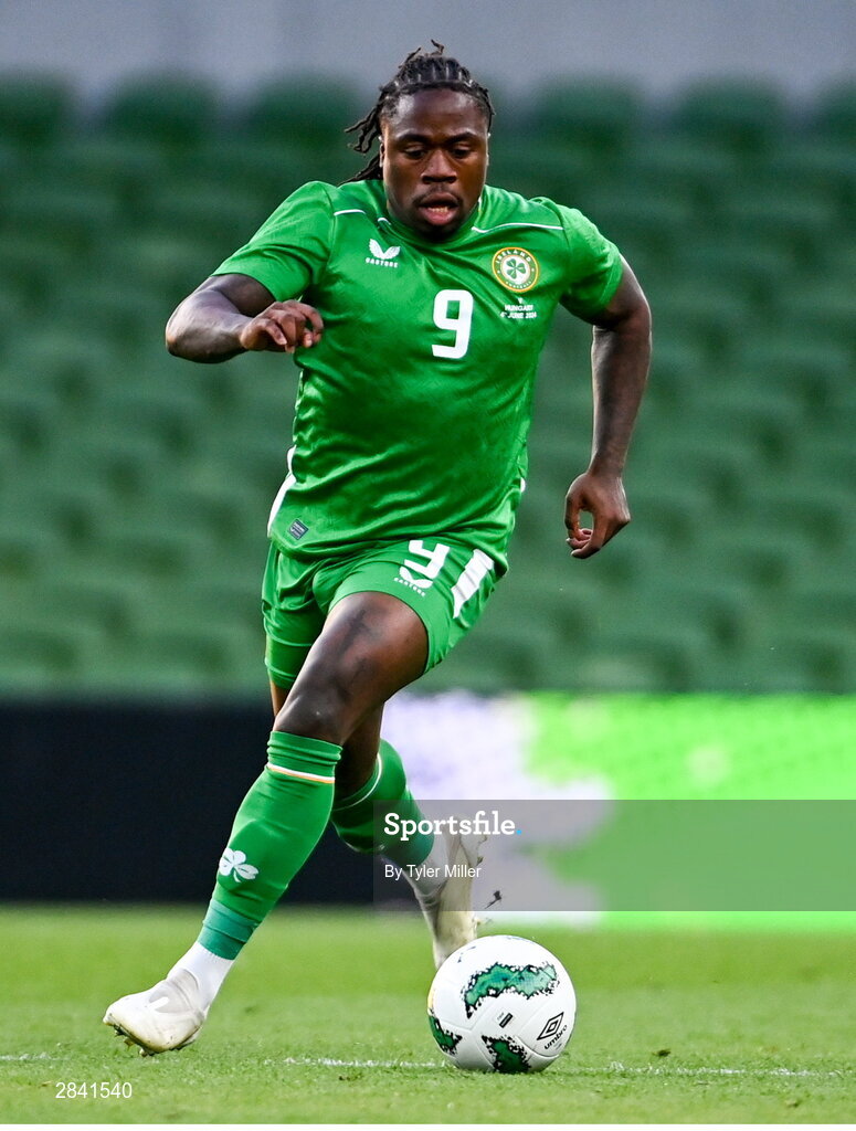 4 June 2024; Michael Obafemi of Republic of Ireland during the international friendly match between Republic of Ireland and Hungary at Aviva Stadium in Dublin. Photo by Tyler Miller/Sportsfile