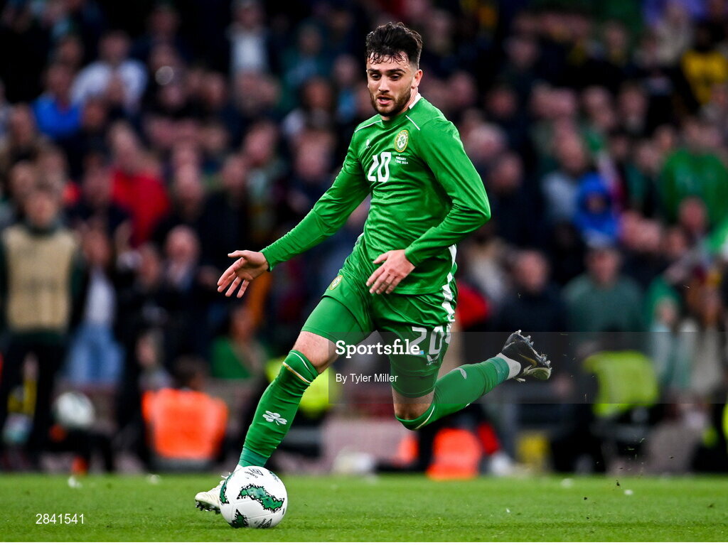 4 June 2024; Troy Parrott of Republic of Ireland during the international friendly match between Republic of Ireland and Hungary at Aviva Stadium in Dublin. Photo by Tyler Miller/Sportsfile
