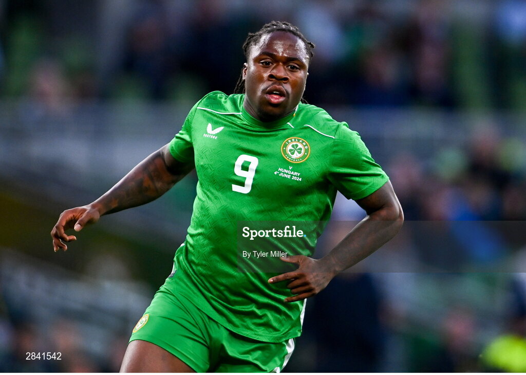 4 June 2024; Michael Obafemi of Republic of Ireland during the international friendly match between Republic of Ireland and Hungary at Aviva Stadium in Dublin. Photo by Tyler Miller/Sportsfile