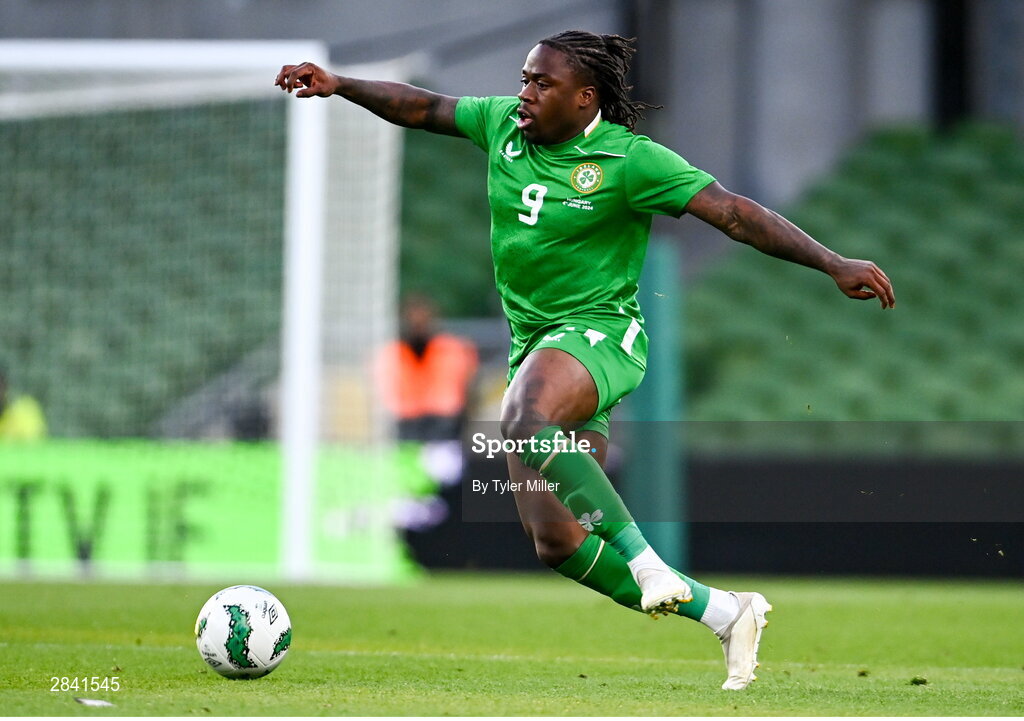 4 June 2024; Michael Obafemi of Republic of Ireland during the international friendly match between Republic of Ireland and Hungary at Aviva Stadium in Dublin. Photo by Tyler Miller/Sportsfile