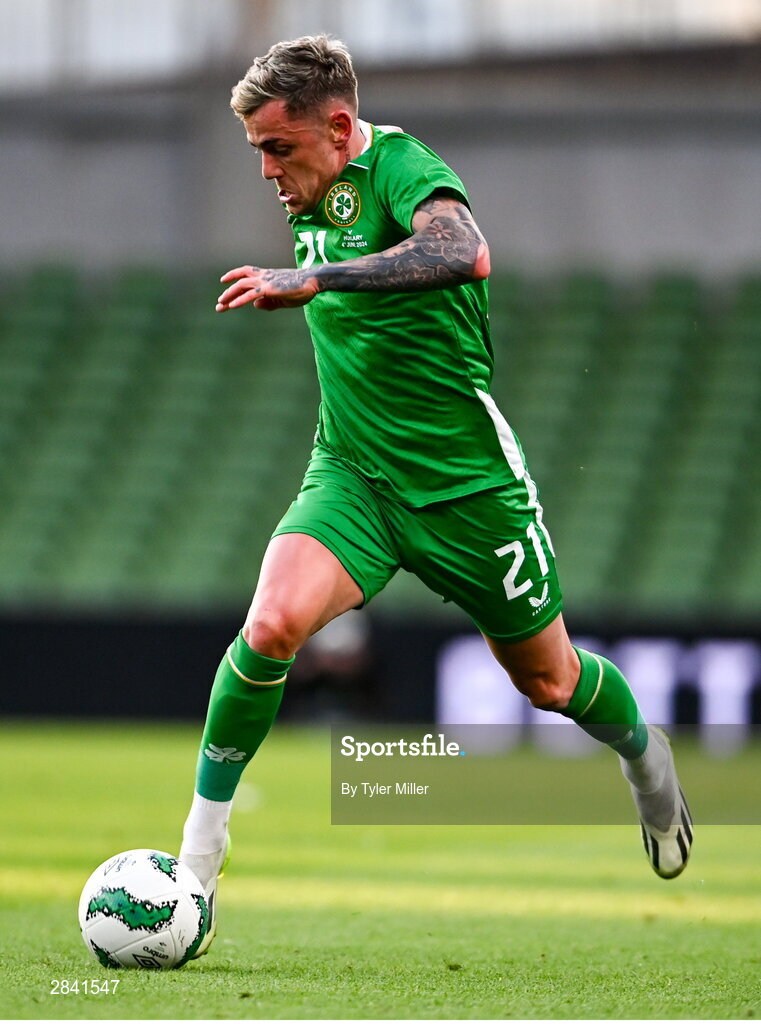 4 June 2024; Sammie Szmodics of Republic of Ireland during the international friendly match between Republic of Ireland and Hungary at Aviva Stadium in Dublin. Photo by Tyler Miller/Sportsfile