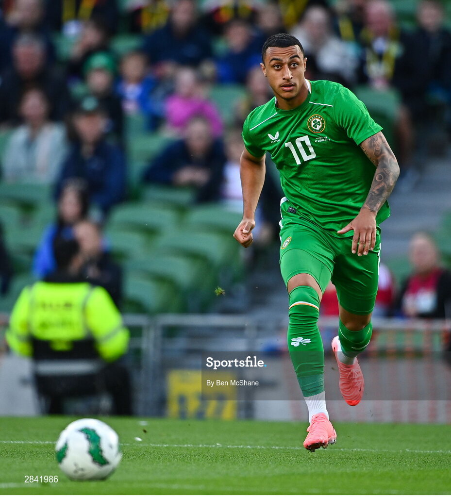 4 June 2024; Adam Idah of Republic of Ireland during the international friendly match between Republic of Ireland and Hungary at Aviva Stadium in Dublin. Photo by Ben McShane/Sportsfile