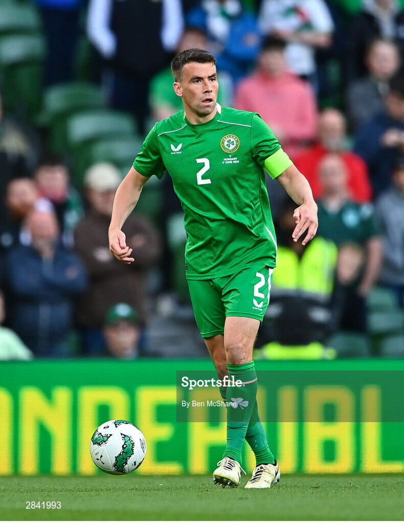 4 June 2024; Seamus Coleman of Republic of Ireland during the international friendly match between Republic of Ireland and Hungary at Aviva Stadium in Dublin. Photo by Ben McShane/Sportsfile