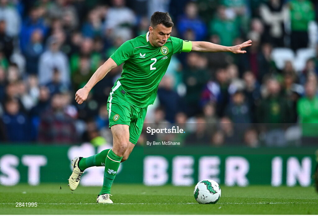 4 June 2024; Seamus Coleman of Republic of Ireland during the international friendly match between Republic of Ireland and Hungary at Aviva Stadium in Dublin. Photo by Ben McShane/Sportsfile