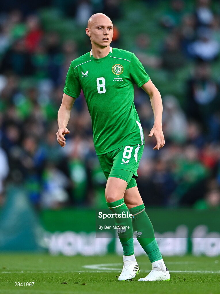 4 June 2024; Will Smallbone of Republic of Ireland during the international friendly match between Republic of Ireland and Hungary at Aviva Stadium in Dublin. Photo by Ben McShane/Sportsfile