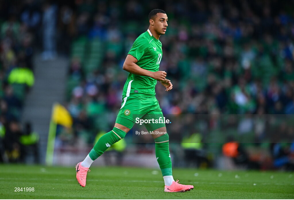 4 June 2024; Adam Idah of Republic of Ireland during the international friendly match between Republic of Ireland and Hungary at Aviva Stadium in Dublin. Photo by Ben McShane/Sportsfile