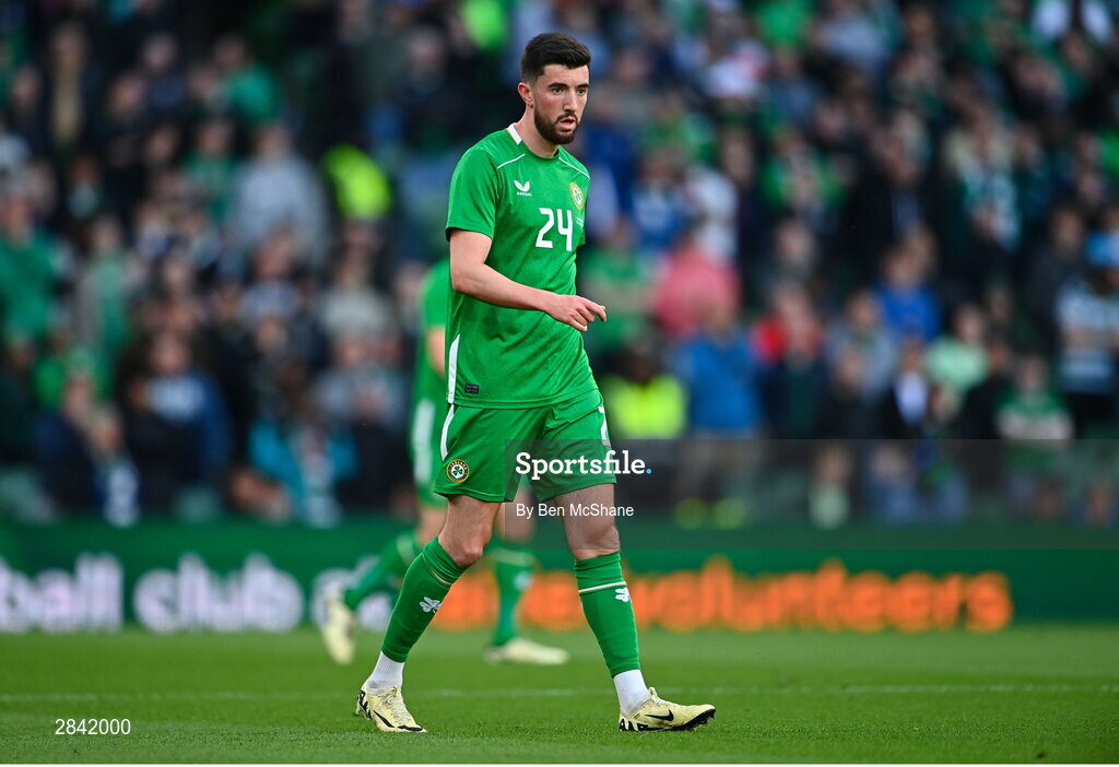 4 June 2024; Finn Azaz of Republic of Ireland during the international friendly match between Republic of Ireland and Hungary at Aviva Stadium in Dublin. Photo by Ben McShane/Sportsfile