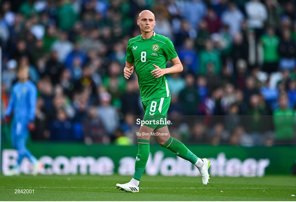 4 June 2024; Will Smallbone of Republic of Ireland during the international friendly match between Republic of Ireland and Hungary at Aviva Stadium in Dublin. Photo by Ben McShane/Sportsfile