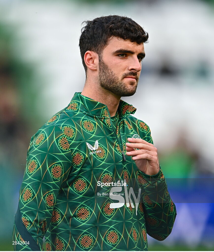 4 June 2024; Tom Cannon of Republic of Ireland before the international friendly match between Republic of Ireland and Hungary at Aviva Stadium in Dublin. Photo by Ben McShane/Sportsfile