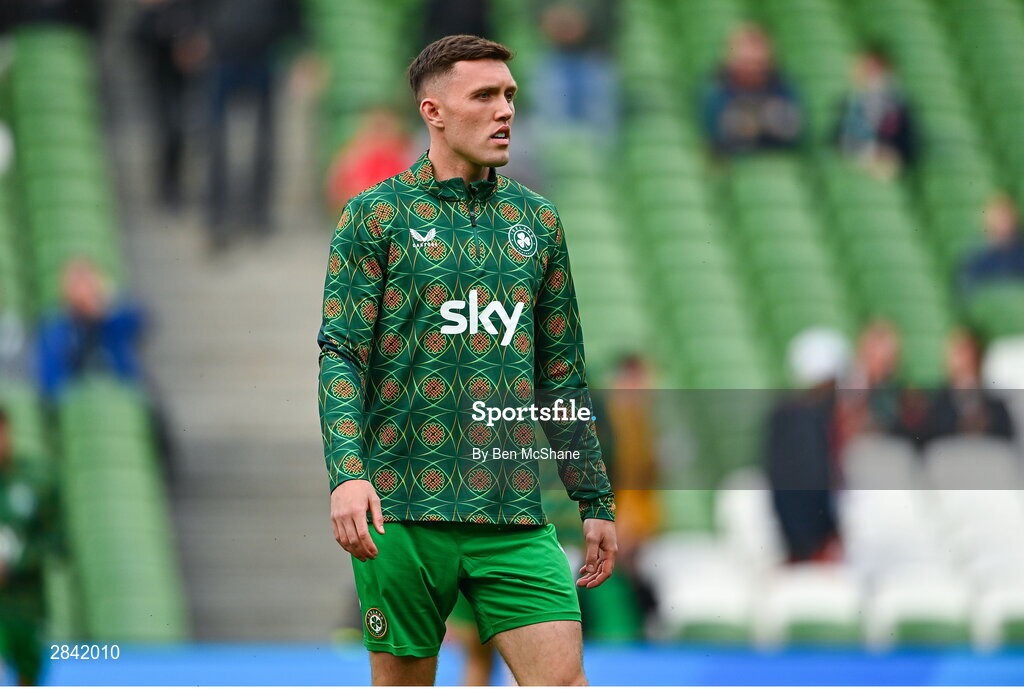 4 June 2024; Dara O'Shea of Republic of Ireland before the international friendly match between Republic of Ireland and Hungary at Aviva Stadium in Dublin. Photo by Ben McShane/Sportsfile