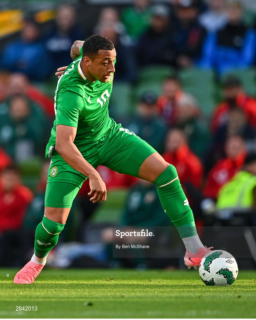 4 June 2024; Adam Idah of Republic of Ireland during the international friendly match between Republic of Ireland and Hungary at Aviva Stadium in Dublin. Photo by Ben McShane/Sportsfile