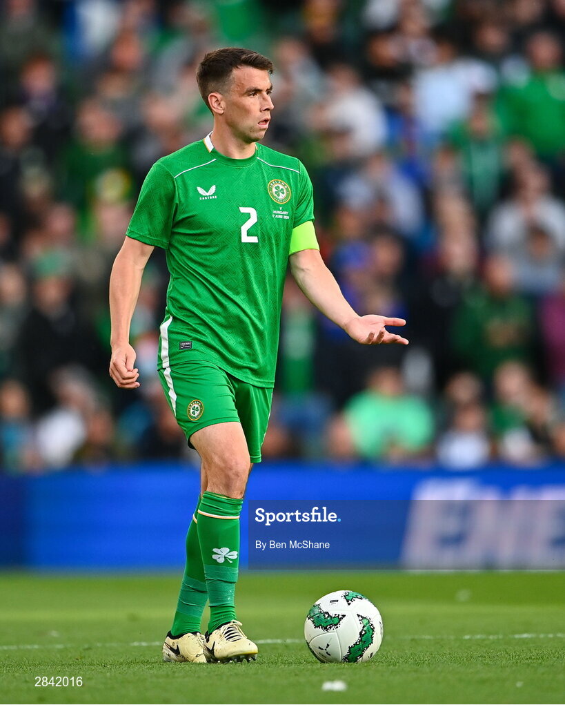 4 June 2024; Seamus Coleman of Republic of Ireland during the international friendly match between Republic of Ireland and Hungary at Aviva Stadium in Dublin. Photo by Ben McShane/Sportsfile