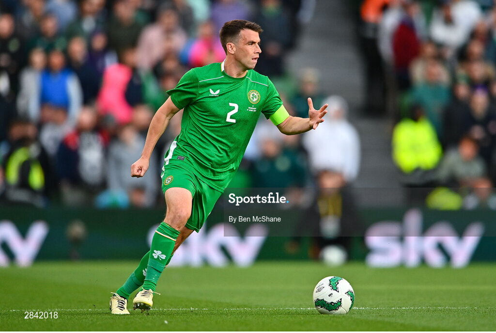 4 June 2024; Seamus Coleman of Republic of Ireland during the international friendly match between Republic of Ireland and Hungary at Aviva Stadium in Dublin. Photo by Ben McShane/Sportsfile