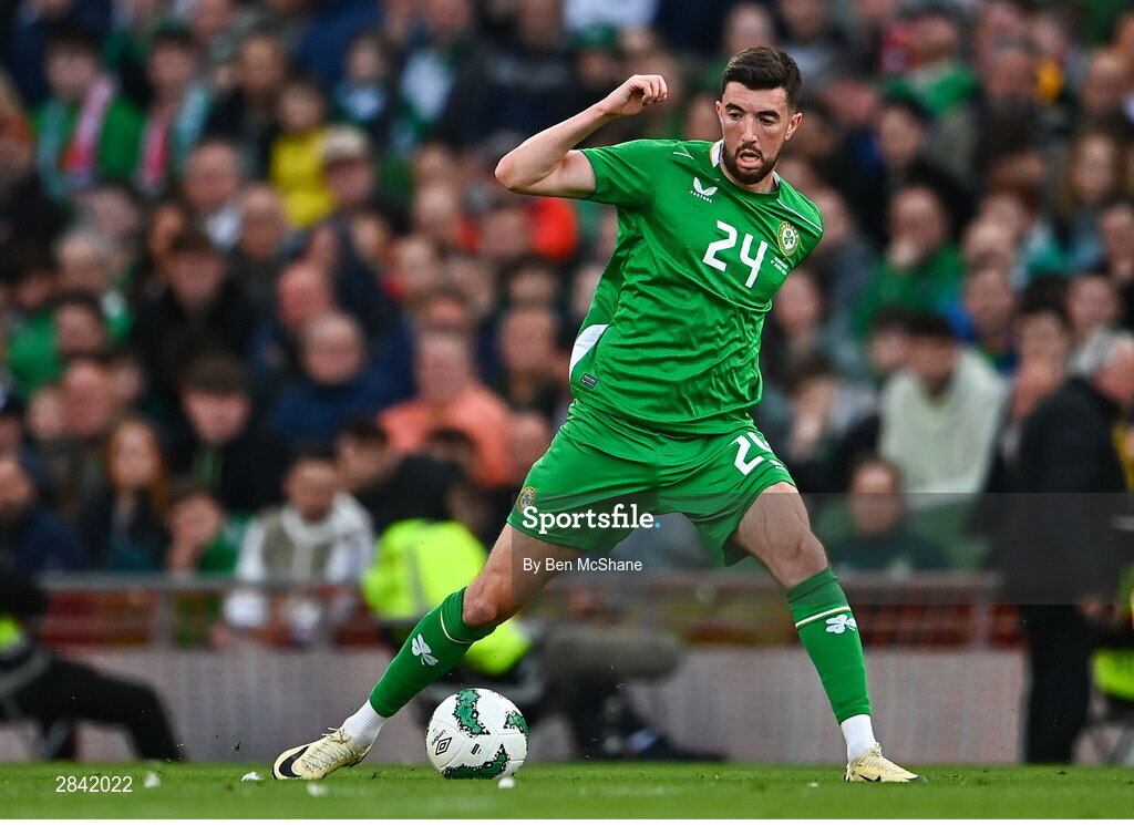 4 June 2024; Finn Azaz of Republic of Ireland during the international friendly match between Republic of Ireland and Hungary at Aviva Stadium in Dublin. Photo by Ben McShane/Sportsfile