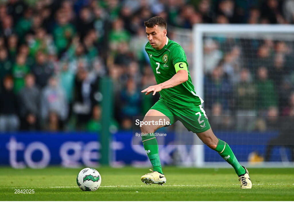 4 June 2024; Seamus Coleman of Republic of Ireland during the international friendly match between Republic of Ireland and Hungary at Aviva Stadium in Dublin. Photo by Ben McShane/Sportsfile