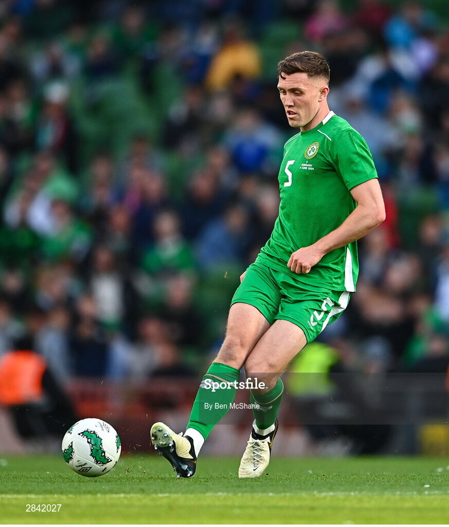 4 June 2024; Dara O'Shea of Republic of Ireland during the international friendly match between Republic of Ireland and Hungary at Aviva Stadium in Dublin. Photo by Ben McShane/Sportsfile