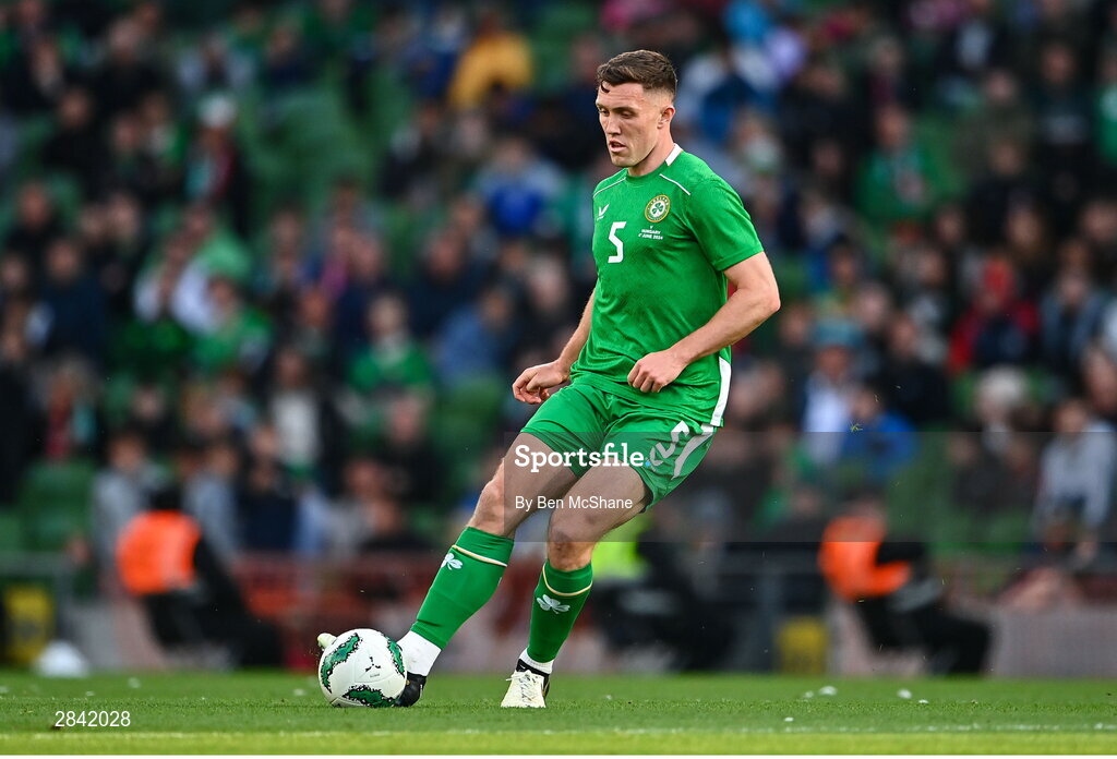 4 June 2024; Dara O'Shea of Republic of Ireland during the international friendly match between Republic of Ireland and Hungary at Aviva Stadium in Dublin. Photo by Ben McShane/Sportsfile