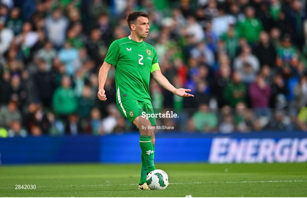4 June 2024; Seamus Coleman of Republic of Ireland during the international friendly match between Republic of Ireland and Hungary at Aviva Stadium in Dublin. Photo by Ben McShane/Sportsfile
