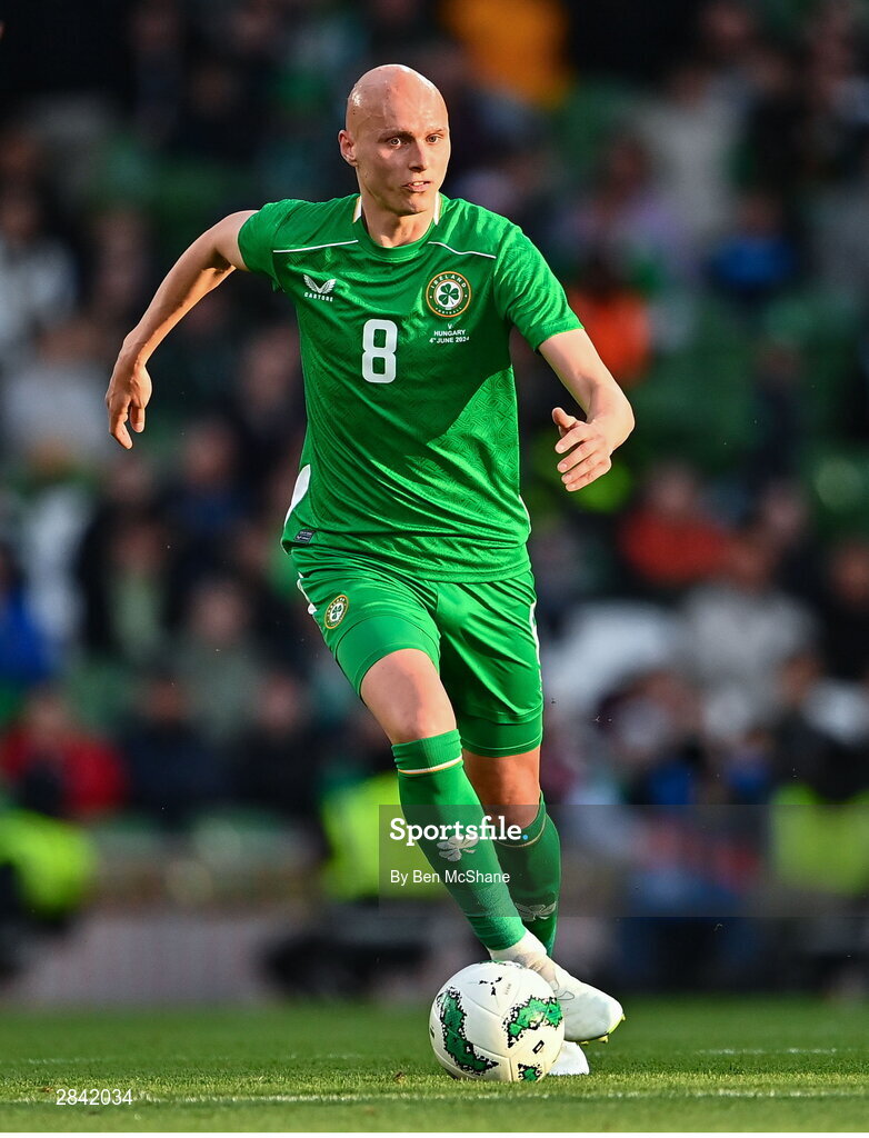 4 June 2024; Will Smallbone of Republic of Ireland during the international friendly match between Republic of Ireland and Hungary at Aviva Stadium in Dublin. Photo by Ben McShane/Sportsfile
