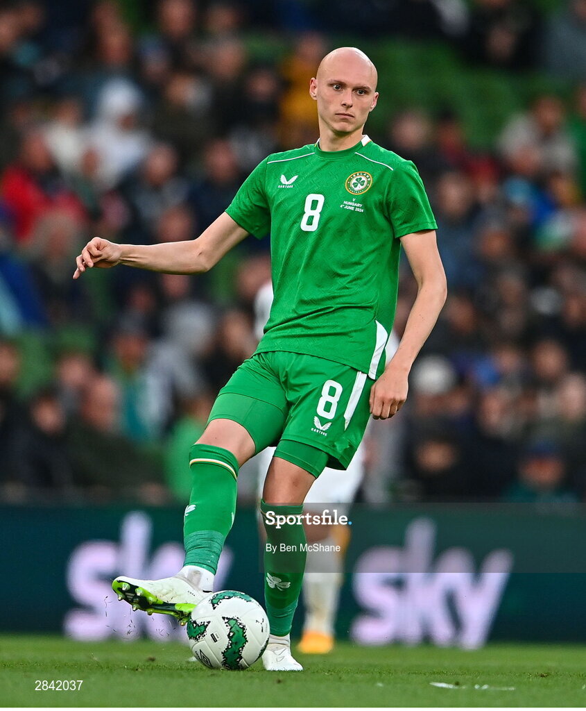 4 June 2024; Will Smallbone of Republic of Ireland during the international friendly match between Republic of Ireland and Hungary at Aviva Stadium in Dublin. Photo by Ben McShane/Sportsfile