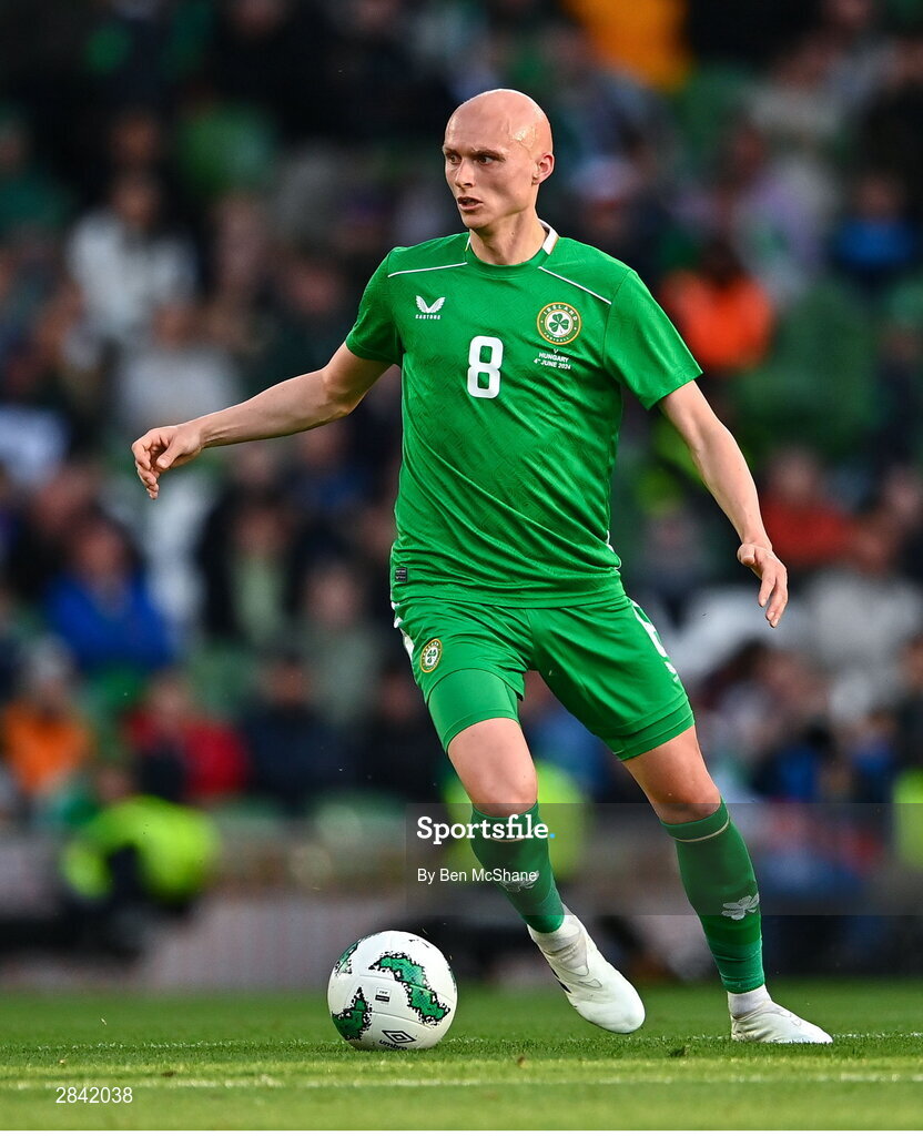 4 June 2024; Will Smallbone of Republic of Ireland during the international friendly match between Republic of Ireland and Hungary at Aviva Stadium in Dublin. Photo by Ben McShane/Sportsfile