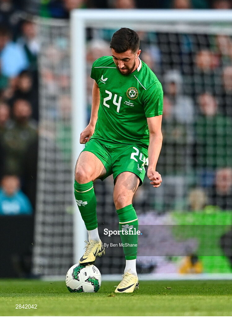 4 June 2024; Finn Azaz of Republic of Ireland during the international friendly match between Republic of Ireland and Hungary at Aviva Stadium in Dublin. Photo by Ben McShane/Sportsfile