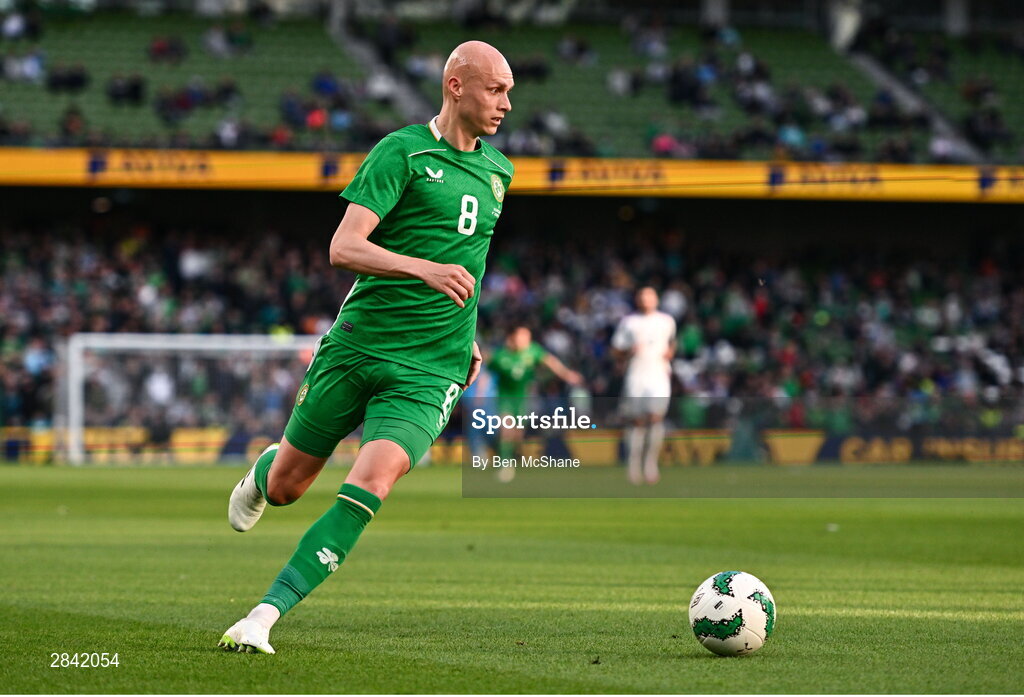 4 June 2024; Will Smallbone of Republic of Ireland during the international friendly match between Republic of Ireland and Hungary at Aviva Stadium in Dublin. Photo by Ben McShane/Sportsfile