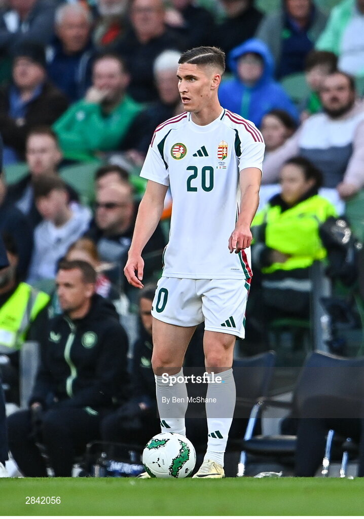 4 June 2024; Roland Sallai of Hungary during the international friendly match between Republic of Ireland and Hungary at Aviva Stadium in Dublin. Photo by Ben McShane/Sportsfile