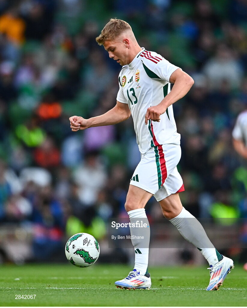 4 June 2024; András Schäfer of Hungary during the international friendly match between Republic of Ireland and Hungary at Aviva Stadium in Dublin. Photo by Ben McShane/Sportsfile