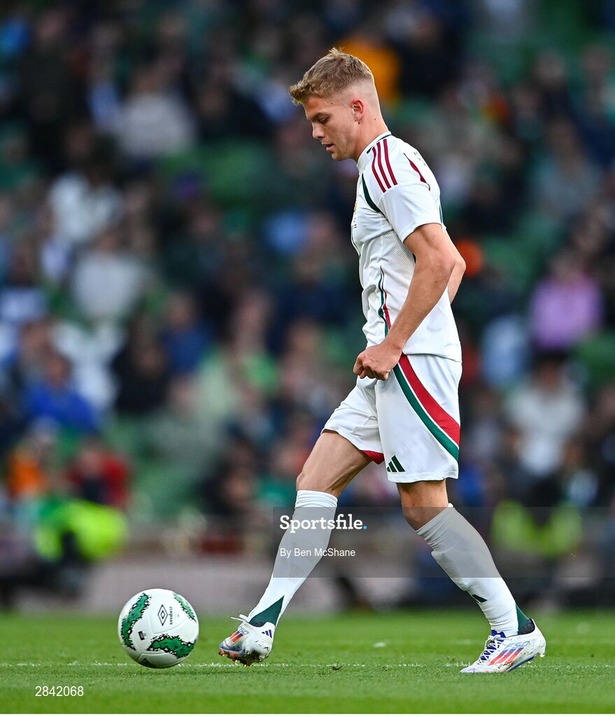 4 June 2024; András Schäfer of Hungary during the international friendly match between Republic of Ireland and Hungary at Aviva Stadium in Dublin. Photo by Ben McShane/Sportsfile