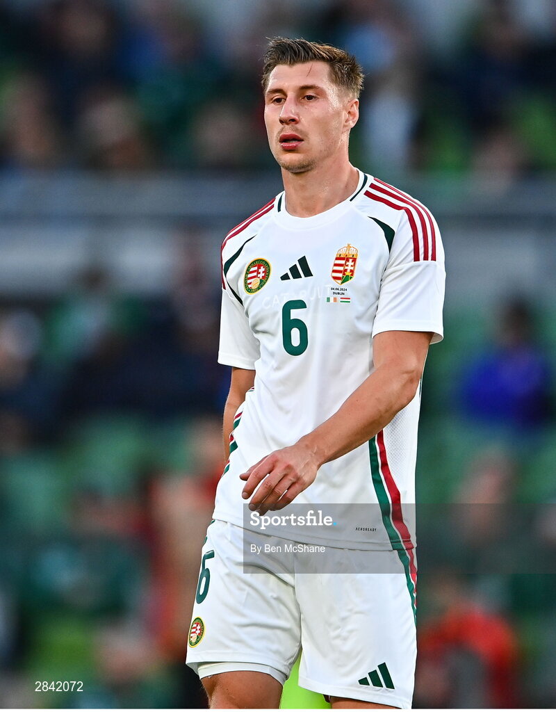 4 June 2024; Willi Orbán of Hungary during the international friendly match between Republic of Ireland and Hungary at Aviva Stadium in Dublin. Photo by Ben McShane/Sportsfile