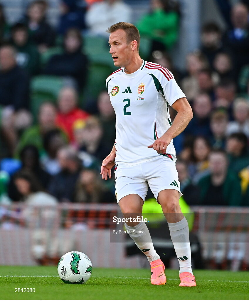 4 June 2024; Ádám Lang of Hungary during the international friendly match between Republic of Ireland and Hungary at Aviva Stadium in Dublin. Photo by Ben McShane/Sportsfile